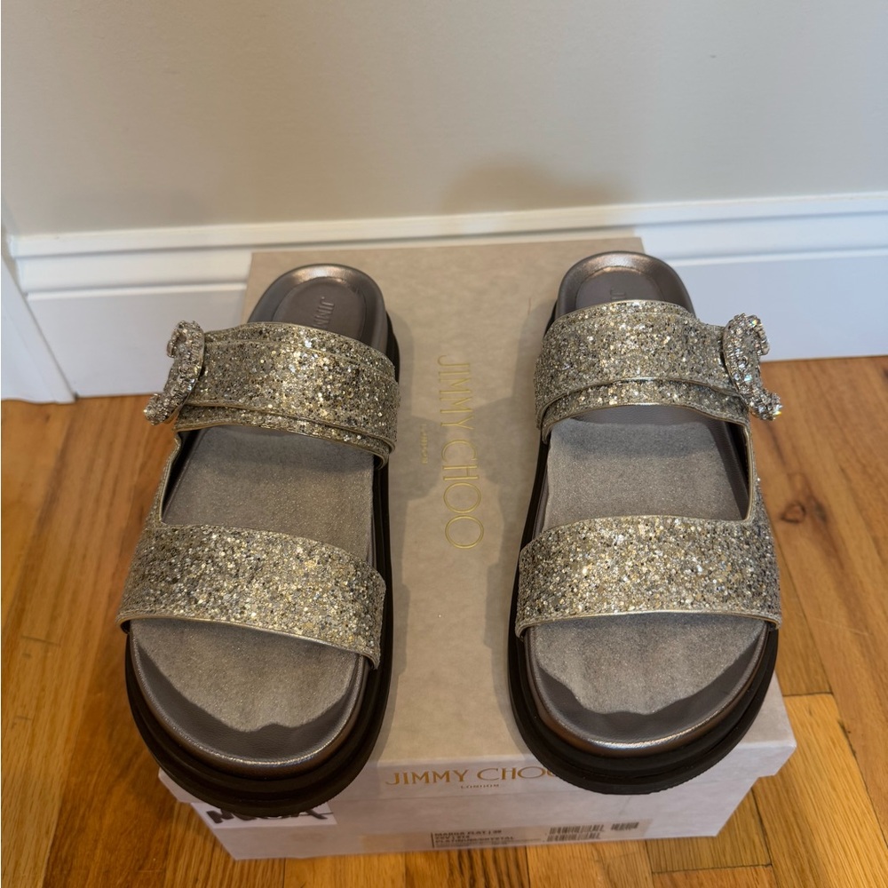 Jimmy Choo Women’s Glitter Sandals - Silver
